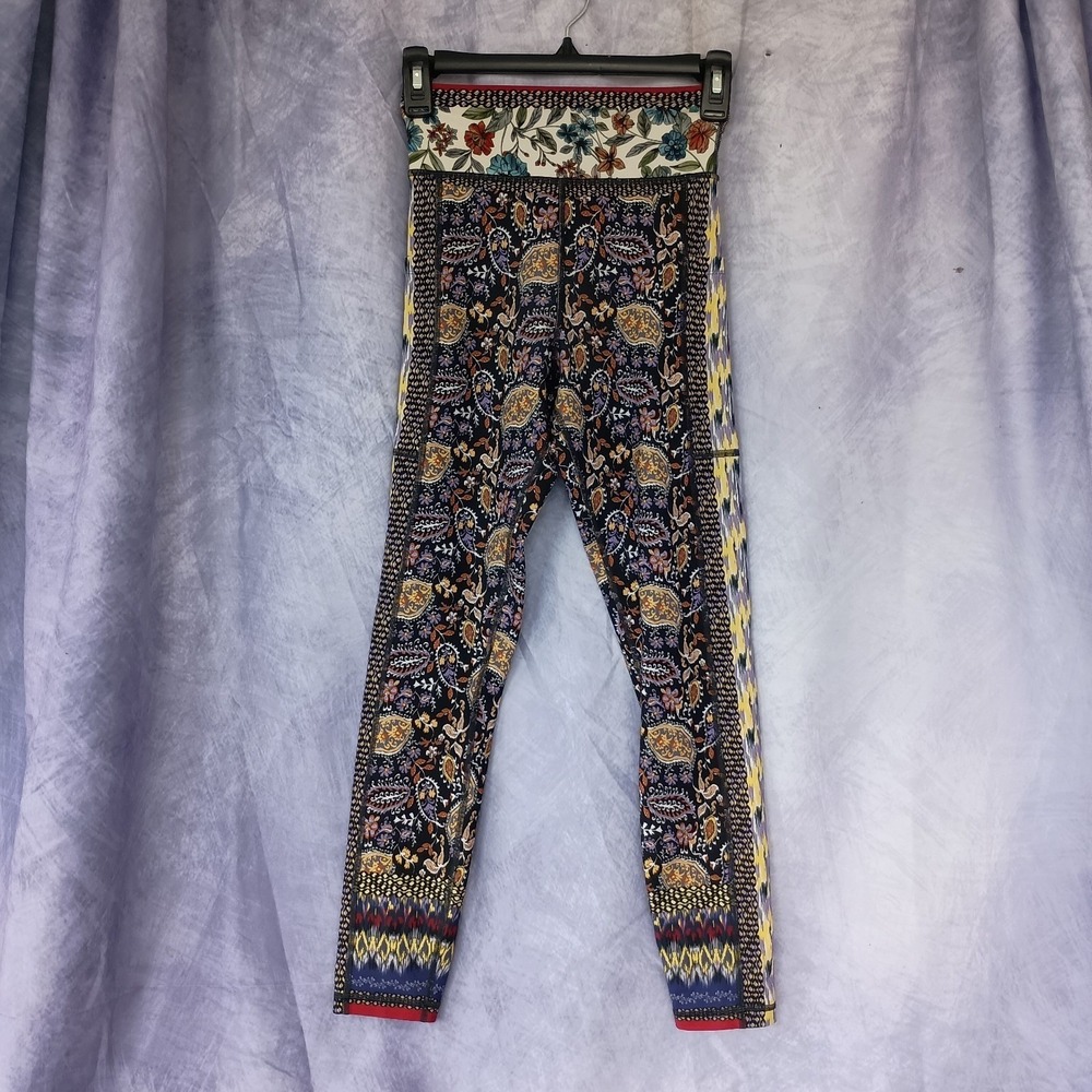 Johnny Was Active Paisley Floral Print Leggings‎ XS Boho Yoga Athletic Pants